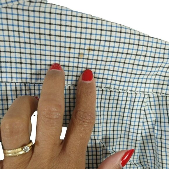 Polo Golf Ralph Lauren Lofting Cotton Button Up Shirt Size L Blue Plaid FLAWS - Picture 10 of 10